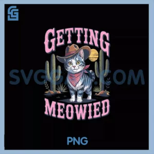 Bachelorette Party Cowgirl Getting PNG, Meowied Cat Bride PNG