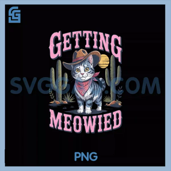 Bachelorette Party Cowgirl Getting PNG, Meowied Cat Bride PNG