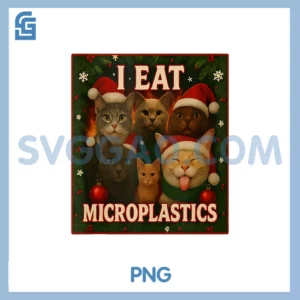 I Eat Microplastics PNG, Cat Christmas Cat Lover Xmas PNG