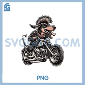 Punk Dog Motorcycle PNG, Rider With Skulls PNG