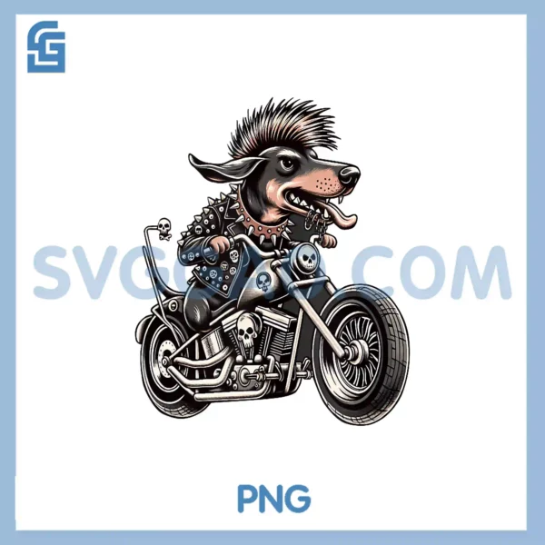 Punk Dog Motorcycle PNG, Rider With Skulls PNG
