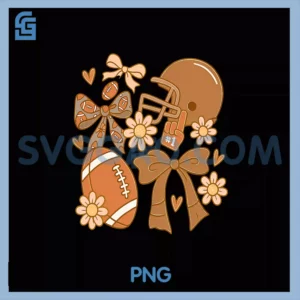 Football Floral Helmet PNG, Bow Fans Tailgate Wear PNG