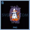 Trick or Treat PNG, Ghost with Pumpkins and Flowers Halloween PNG