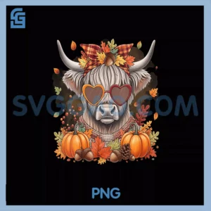Womens Highland PNG, Cow Fall Thanksgiving Halloween Pumpkin Western V-Neck PNG