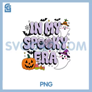 Womens In My Spooky Era Cute Ghost PNG, Halloween V-Neck PNG