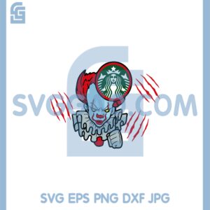 Clown Holding Starbucks Svg, Halloween Clown Cold Cup Svg
