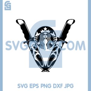 Cross Knife Scream Starbucks Cup Svg, Cross Knife Scream Svg, Ghost Face Halloween Svg