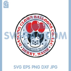 Dancing Clown Balloon Company Svg, Guaranteed To Float Svg, Halloween Print Iron Svg