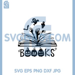 Halloween Books And Boo Ghost Svg, Scary Books Svg, Pumpkin Books Svg