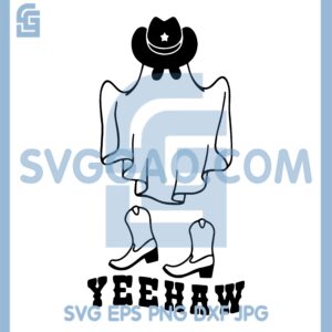 Halloween Cowboy Yeehaw Ghost Svg, Cowboy Yeehaw Ghost Svg, Yeehaw Ghost Svg
