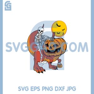 Halloween Dinosaur Pumpkin T Rex Skeleton Svg, Dinosaur T Rex Skeleton Svg