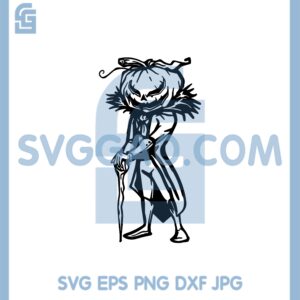 Pumpkin head with cane Svg, Black Halloween Svg
