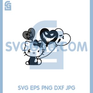 Hello Kitty Holding Balloon Horror Svg, Hello Kitty Halloween Svg, Halloween Kitty Svg
