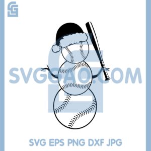 Baseball Snowman Svg, Winter holiday Svg, Christmas Softball Svg