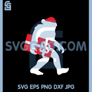 Bigfoot Christmas Svg, Bigfoot Carrying Christmas Gift Shirt Cute Holiday Sasquatch Svg