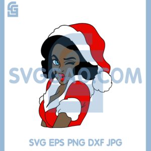 Black Gril Woman Santa Svg, Black Woman Christmas Svg