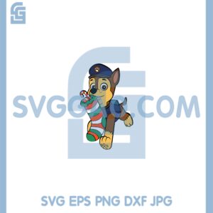 Chase Paw Patrol Christmas Svg, Chase Santa Hat Svg, Christmas Stockings Svg