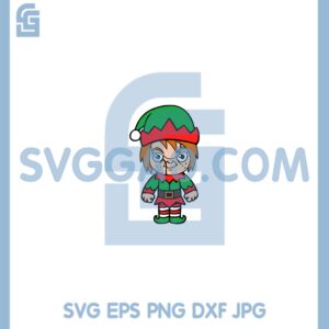 Chibi Chucky Christmas Elf SVG, Chucky Santa Hat Svg, Chucky Christmas Svg
