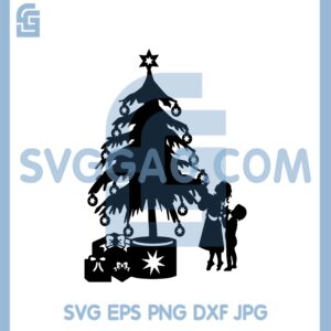 Children decorating A Christmas Tree Svg, Children Christmas Svg
