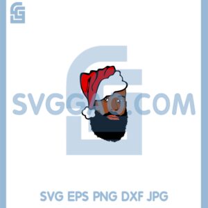 Christmas Beard Man In Santa Hat Svg, Black Man Svg, Santa Claus Afro Beard Svg
