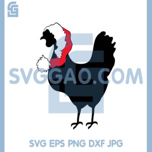 Christmas Chicken Svg, Santa Chicken Svg, Chicken With Santa Hat Svg