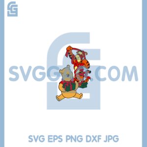 Christmas Friends Red Rope Wrapping Svg, Pooh And Tiger Christamas Svg, Friends Box Svg