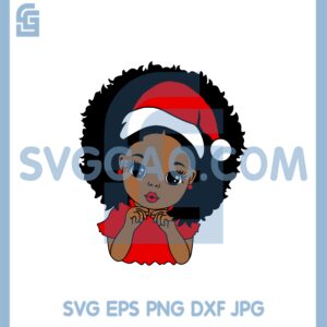 Christmas Girl Svg, Afro Girl Svg, Black Girl Svg, Cute Little Girl Svg, Christmas Tshirt Svg