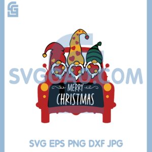 Christmas Gnomes Truck Svg, Three Gnomes In Retro Truck Svg