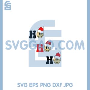 Christmas Ho Ho Ho Smiley Face svg, Retro Christmas Smiley Face Svg