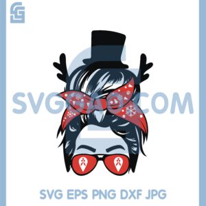 Christmas Messy Bun Svg, Christmas Svg, Messy Bun Reindeer Svg