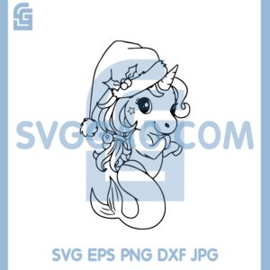 Christmas Unicorn Svg, Unicorn Mermaid Svg, Christmas Mermaid Svg