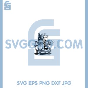 Christmas Van Xmas Tree Clipart Svg, Gingerbread Stencil Svg, Snowman Truck Svg