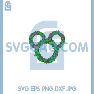 Christmas Wreath Mouse Head Svg, Winter Holiday Decor Svg, Wreath Mouse Svg