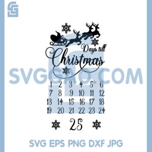 Days Until Christmas Calendar New Svg, Days Christmas Svg