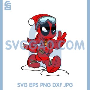 Deadpool Christmas Hat Svg, Christmas Deadpool Going skiing Svg