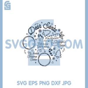 Dear Santa Tray Svg, Santa Cookie Plate Svg, Print Christmas Svg