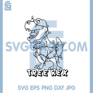Dinosaur Christmas Lights Svg, Tree Rex Svg, Christmas Svg, Dinosaur Christmas Svg