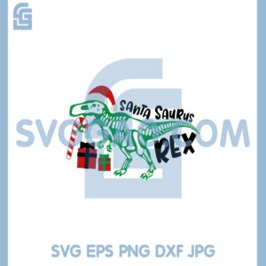 Dinosaur Christmas Skeleton Svg, Santa Saurus Rex Svg, Dinosaur Christmas Svg