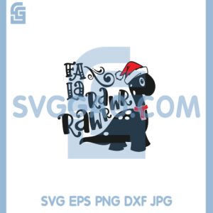 Dinosaur Fa La Rawr Rawr Svg, Cute Dinosaur Christmas Svg, Dinosaur Hat Santa Chibi Svg