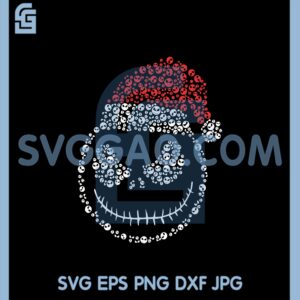 Face Skellington Hat Christmas Svg, Skellington Hat Santa Svg