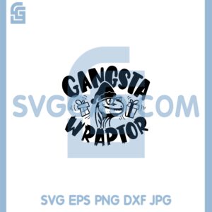 Gangsta WRAPTOR Christmas Svg, Wrapper Funny Dinosaur Svg, Christmas Gift Wrapping Svg