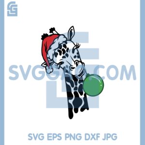 Giraffe With Christmas Ball Svg, Santa Giraffe Svg, Giraffe Svg
