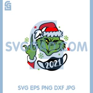 Grinch Giving the Finger Mask Svg, Merry Fuckk Christmas Svg