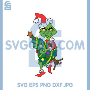 Grinch Hand Christmas Tree Svg, Grinch Theft Of The Christmas Tree Svg