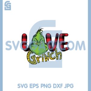 Grinch Leopard Buffalo Plaid Svg, Mean Green One Love Christmas Svg