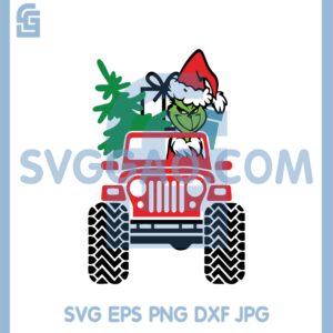 Grinch Monter Truck Svg, Monter Truck Christmas Svg, Driving Jeep Christmas Svg