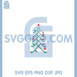 Hockey Christmas Tree Svg, Christmas Print Decal Svg, Hockey Lights Svg