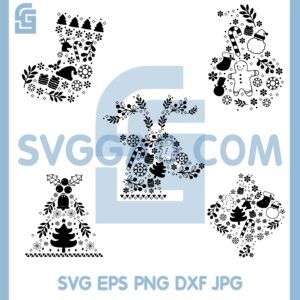 Adorable Christmas Doodle Svg, In Various Shapes Svg, Doodle Bundle Svg