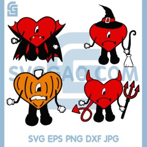 Bad Bunny Halloween Heart Bundle Svg, Bad Bunny Halloween Svg