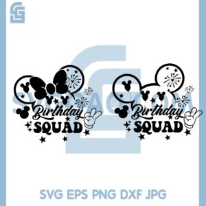 Birthday Squad Hand Two Svg, Magic Castal Svg, Minnie Bow Svg